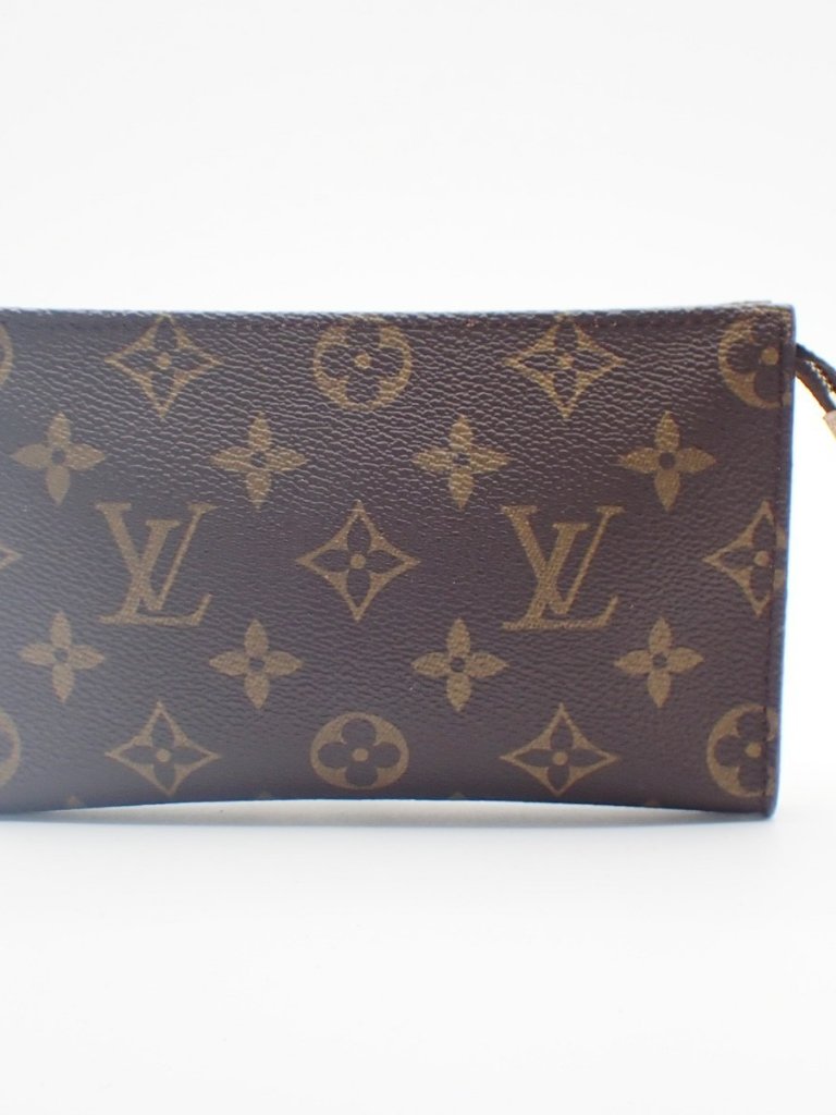Louis Vuitton Lv Logo Bucket Pm Pouch Bag Monogram Leather Brown Gold 05kc808